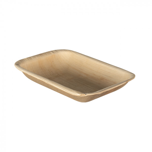 Mini assiette creuse rectangulaire en palmier 16 x 12,5 cm
