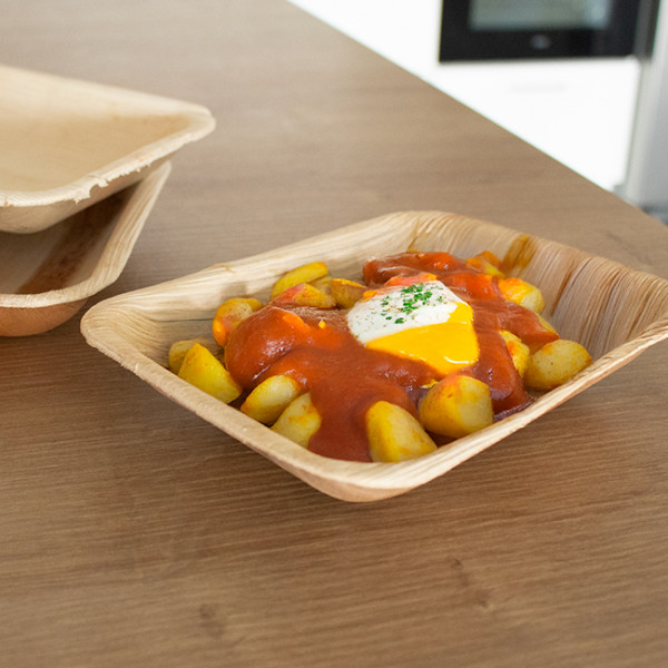 Mini assiettes en palmier bois pour restaurant pas chères
