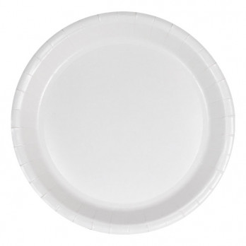 Assiette ronde en carton blanc Ø 23 cm