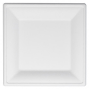 Assiette carrée en fibres végétales 26 x 26 cm