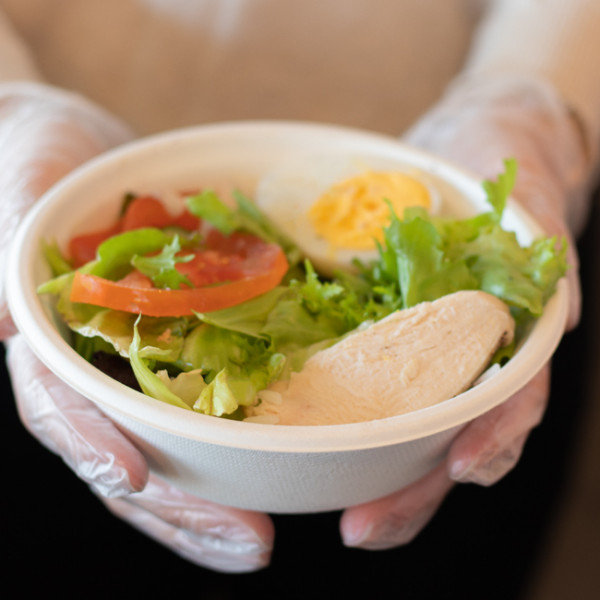 Assiettes et bols jetables carrés en palmier, 24x24cm.