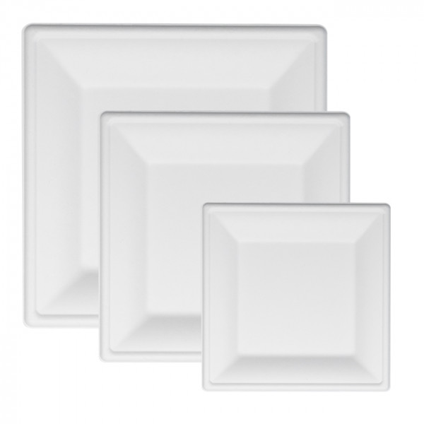 Assiettes carrées en fibres végétales