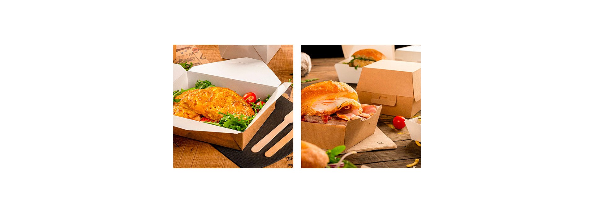Boite burger et barquettes en carton pour la vente à emporter