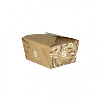 Boîte repas rectangulaire personnalisée en carton 880 mL - Impression jusqu'à 4 couleurs