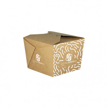 Boîte repas rectangulaire personnalisée en carton 1100 mL - Impression jusqu'à 4 couleurs