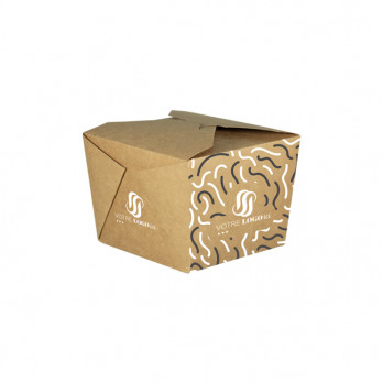 Boîte repas rectangulaire personnalisée en carton 1100 mL - Impression jusqu'à 4 couleurs
