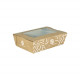 Boîte à salade rectangulaire personnalisée en carton et couvercle à fenêtre 1200 mL - Impression jusqu'à 4 couleurs