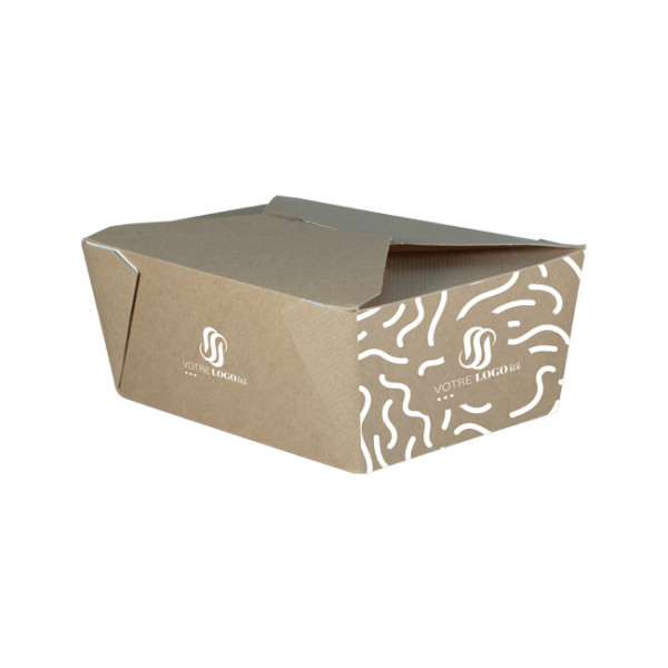 Boîte rectangulaire personnalisée en carton kraft 2880 mL - Impression jusqu'à 4 couleurs