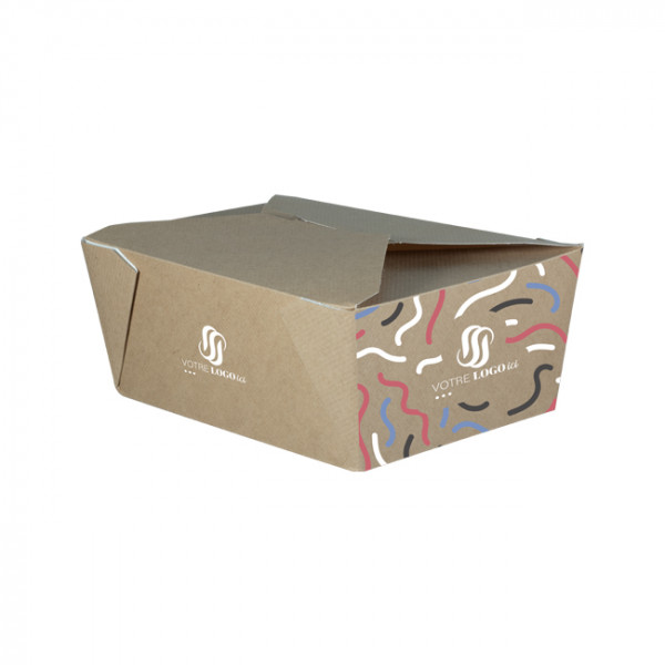 Boîte rectangulaire personnalisée en carton kraft 2880 mL - Impression jusqu'à 4 couleurs