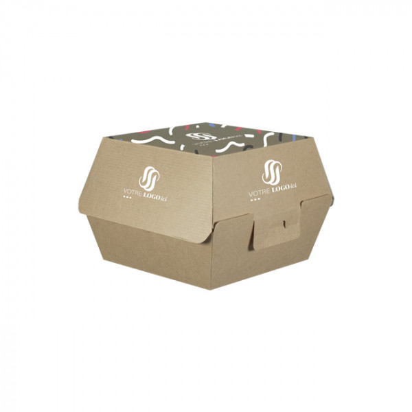 Boîte à hamburger personnalisée en carton - Impression jusqu'à 4 couleurs