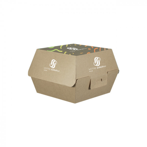 Boîte à hamburger personnalisée en carton - Impression quadrichromie couleurs illimitées