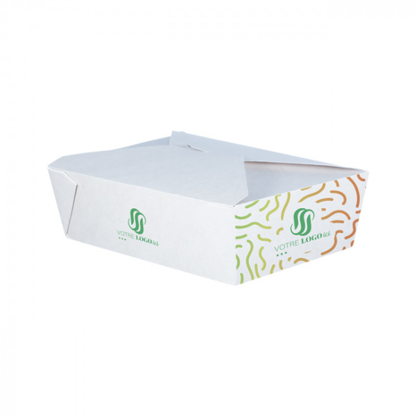 Boîte rectangulaire personnalisée en carton blanc 1980 mL - Impression quadrichromie couleurs illimitées