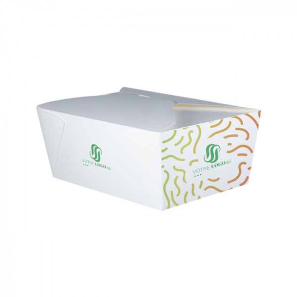 Boîte rectangulaire personnalisée en carton blanc 2880 mL - Impression quadrichromie couleurs illimitées