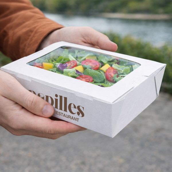 Boîtes à salades en carton rectangulaires personnalisées avec fenêtre