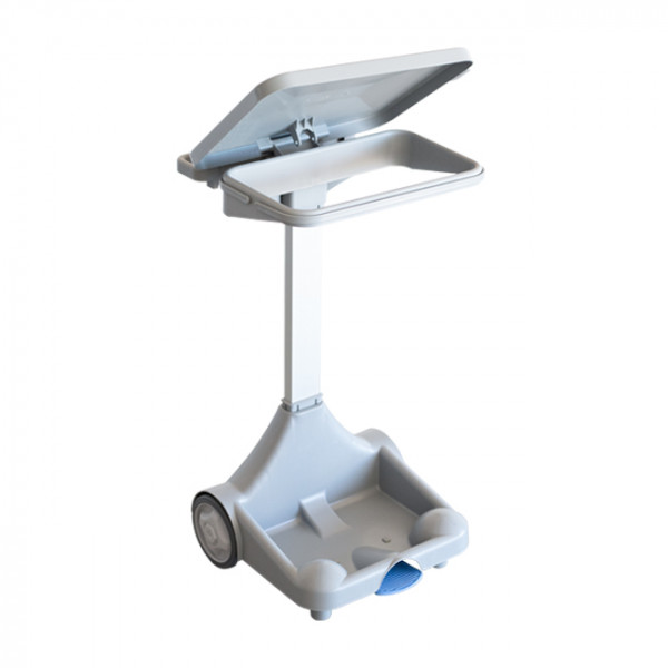 Chariot porte sac-poubelle 120L gris avec roulettes