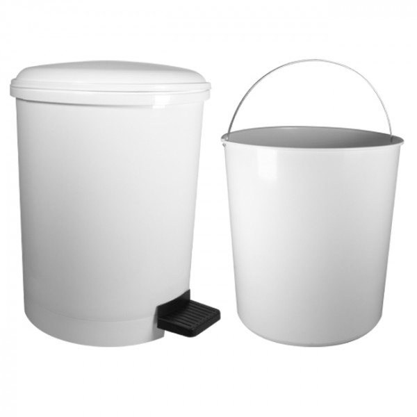 Poubelle blanche à pédale de 6 L.