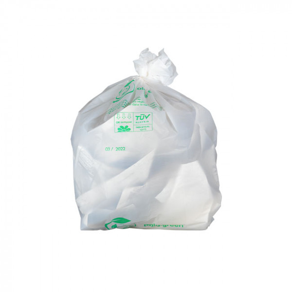 Sac-poubelle 80 L blanc biodégradable et compostable