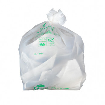Sac-poubelle 130 L blanc biodégradable et compostable