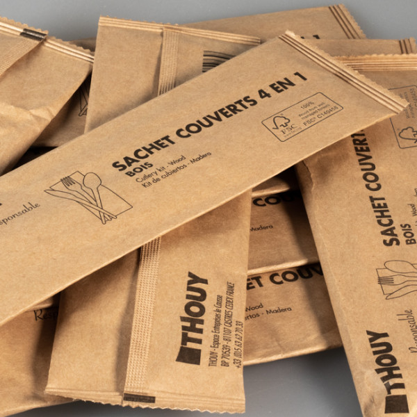 sachet couverts 4 en 1 écologique bois G10009W
