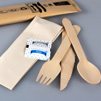 Sachet couverts 6 en 1 en bois