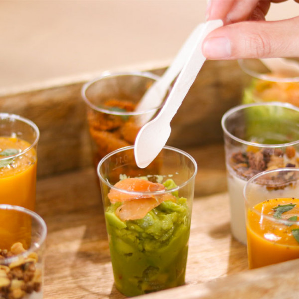 Couverts en bois de 8 cm, mini spork.