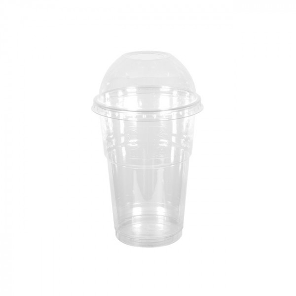 Shaker en plastique transparent 30 cL + couvercle dôme avec trou