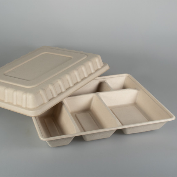 Plateau-repas en fibres de canne à sucre naturelle et écologique pour les associations