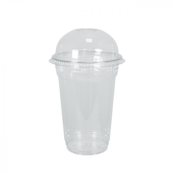 Shaker en plastique transparent 36 cL + couvercle dôme avec trou