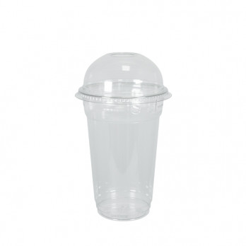 Shaker en plastique transparent 30 cL + couvercle dôme avec trou