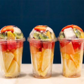 Pot alimentaire en plastique jetable pour les salades de fruits