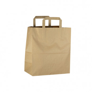 Sac cabas en papier kraft avec poignées plates 26 + 14 x 30 cm