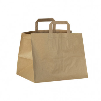 Sac cabas en papier kraft avec poignées plates 32 x 22 / 24 cm