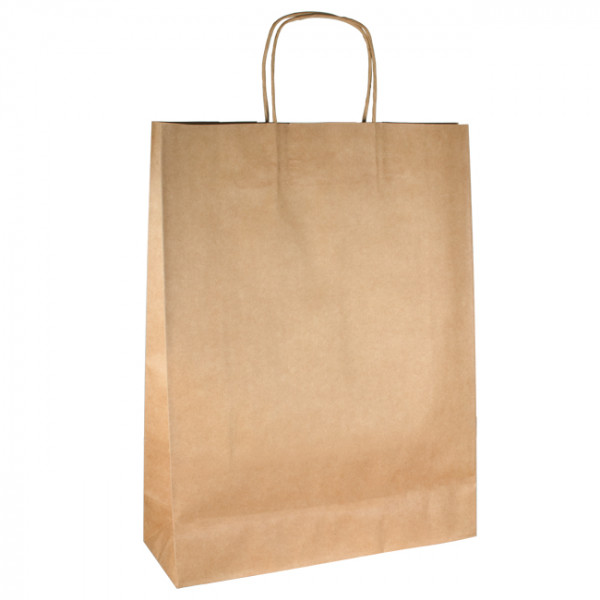 Sac cabas en papier kraft avec poignées torsadées 32 x 12 / 41 cm