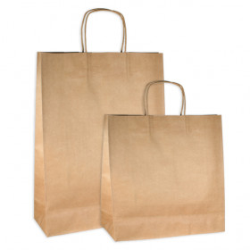 Sacs cabas en papier kraft avec poignées torsadées