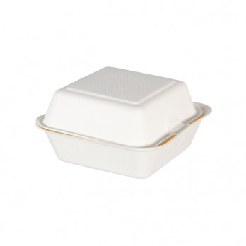 Boîte à burger carrée en fibres végétales 450 mL