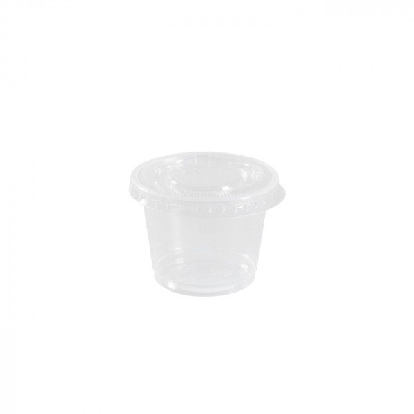Pot à sauce transparent avec couvercle - 30 mL