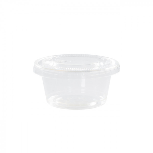 Pot à sauce transparent 60 mL avec couvercle