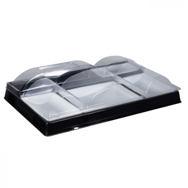 Plateau-repas luxe noir et blanc 5 compartiments - 38,7 x 24,7 cm