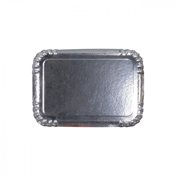 Plateau traiteur argenté 19x28 cm pour petits fours en carton.