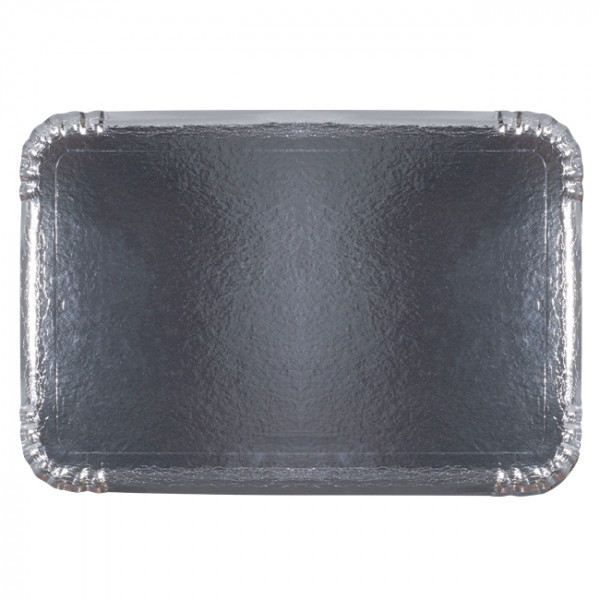 Plateau traiteur en carton argenté 28x42cm - idéal pour petits-fours - catégorie Plateaux et saladiers traiteurs