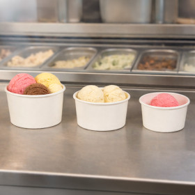 Pots à glace en carton blanc pas chers pour les glaciers