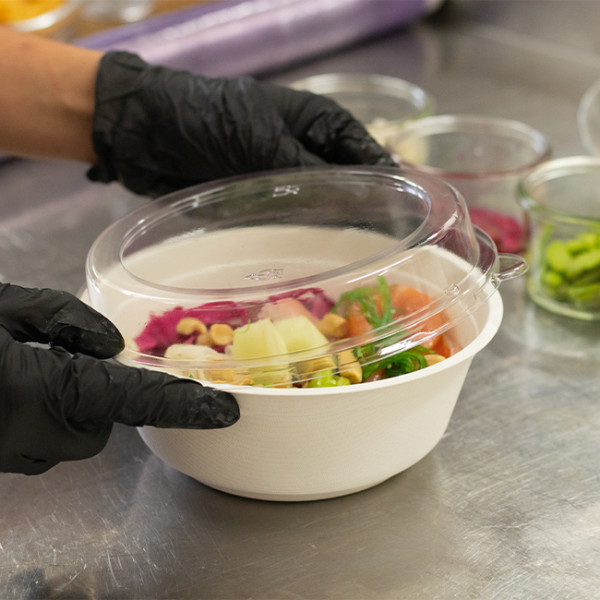 Bol et assiettes écologiques jetables.
