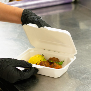 Boîte repas rectangulaire en fibres végétales 600 mL