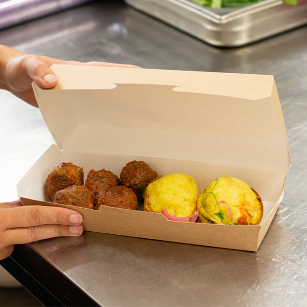 Boîte à sandwich rectangulaire en carton kraft 26,5x12,2x7cm - Emballages en carton kraft pour diverses tailles.