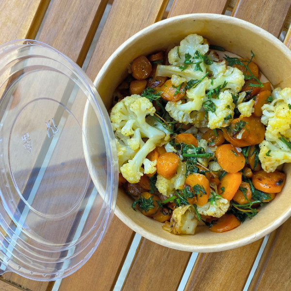 bol en carton kraft rond avec couvercle transparent PET 780 ml