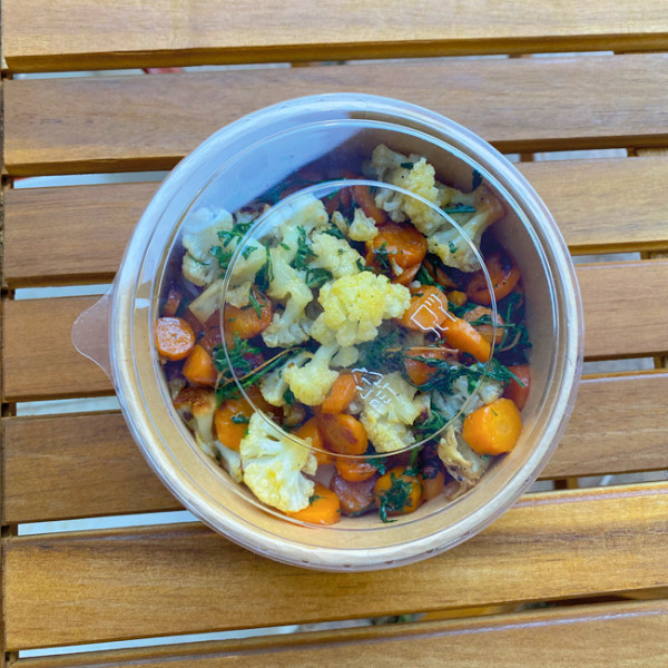 Bol en carton kraft et couvercle PET 780 mL - Emballages alimentaires en carton kraft rectangulaire.