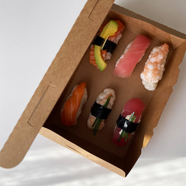 Boîte à salade rectangulaire carton kraft fenêtre 2100 mL emballages éco aliments 1400 mL