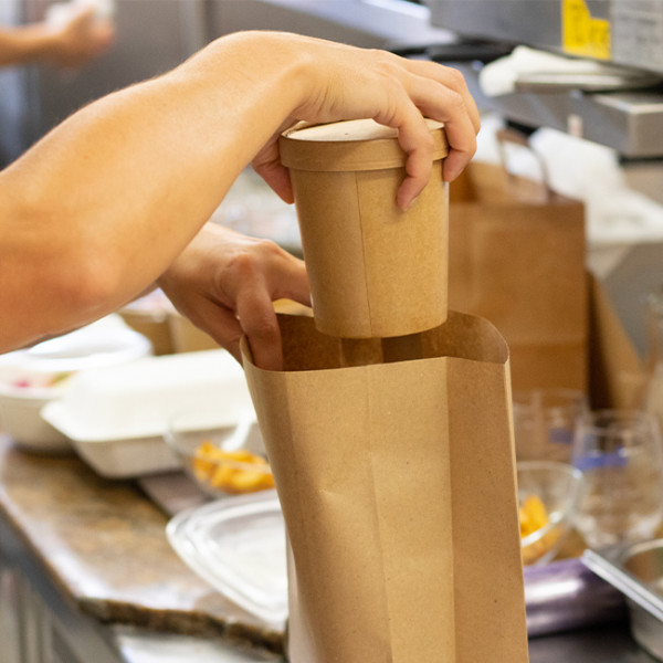 Pot à soupe en carton kraft avec couvercle - 480 mL - Emballages kraft pour plats