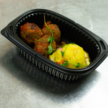 Boîte repas rectangulaire noire et couvercle en PP Cookipack 600 mL