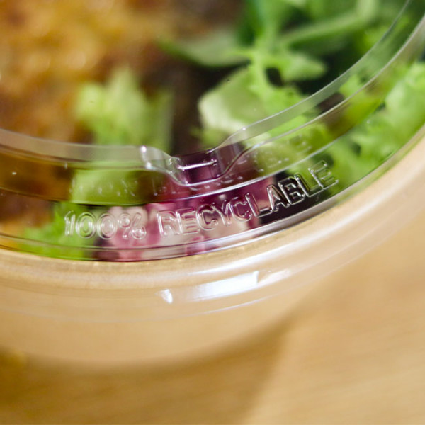 Bol en carton kraft rond avec couvercle transparent PET 780 ml - Boite ronde alimentaire en carton kraft et couvercle en PET 780 ml - Bol en carton kraft rond avec couvercle transparent PET 780 ml.